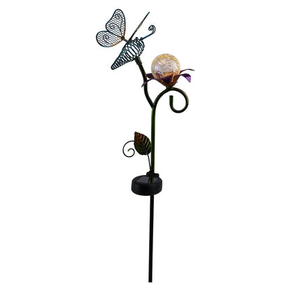 Solar Garden Flower Stake with Butterfly