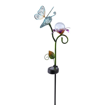 Solar Garden Flower Stake with Butterfly