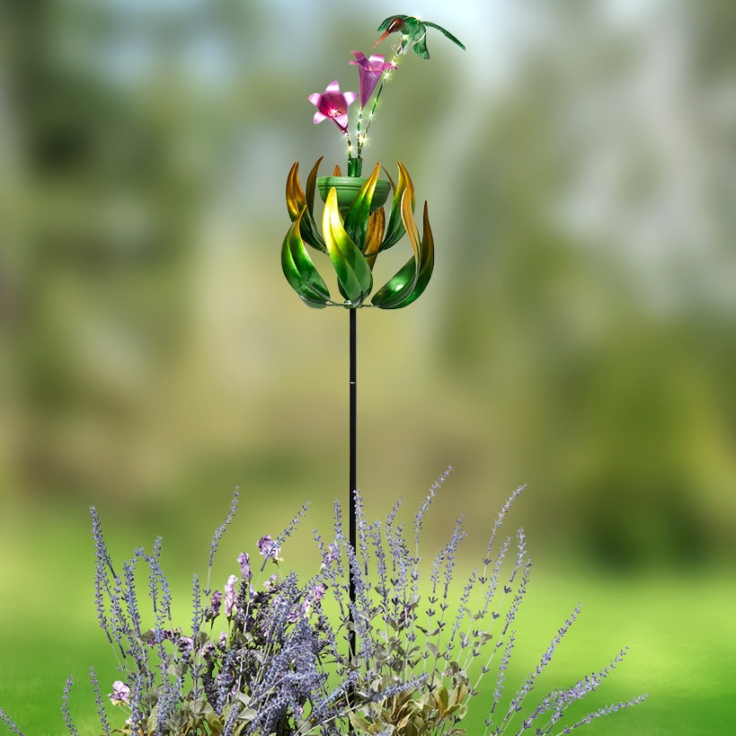 Solar Flower and Butterfly Garden Stake#select-stake_hummingbird