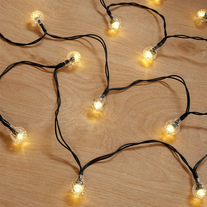 String Lights Globe Shape Solar With Crackle Effect