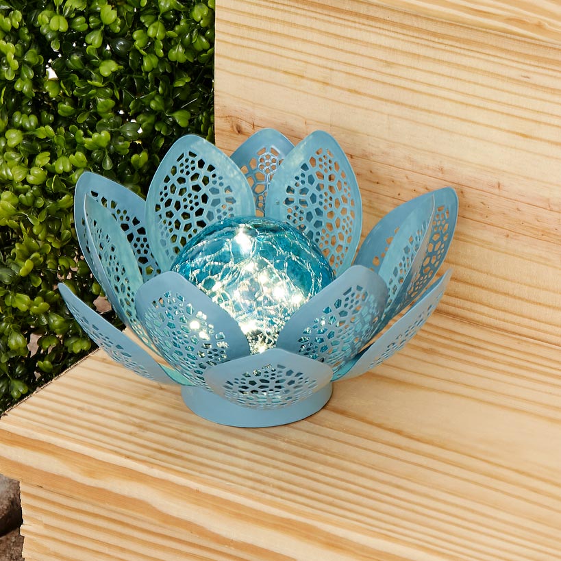 Pink Filigree Flower Solar Gazing Ball#select-color_blue