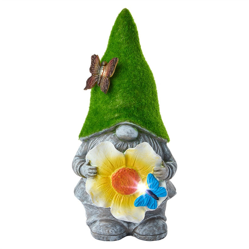 Solar Mossy Gnome Garden Statue