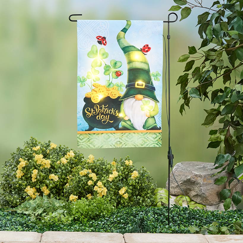 Solar Gnome Flag for St. Patrick's Day with Pole