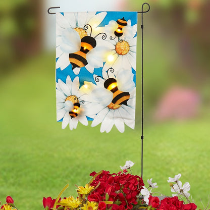 Spring LED Garden Flag with Pole – Bumblebee or Butterfly