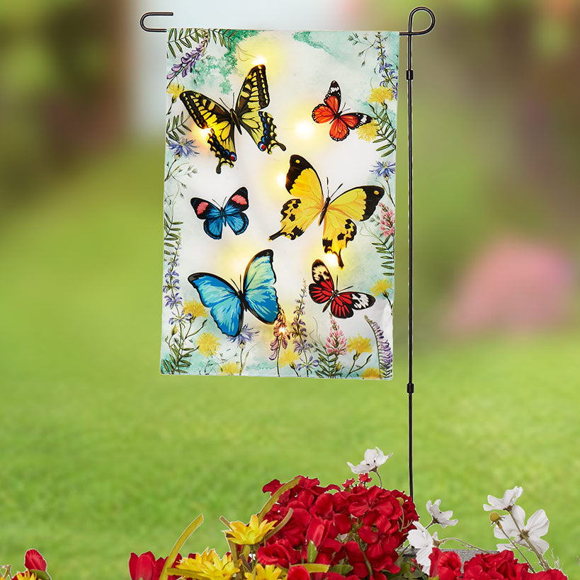 Spring LED Garden Flag with Pole – Bumblebee or Butterfly#select-flag_butterfly
