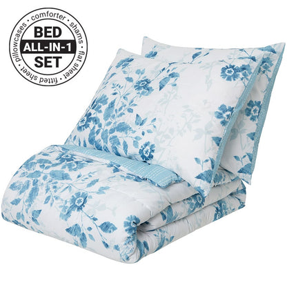 Spring Floral Reversible Queen or King Complete Comforter Set