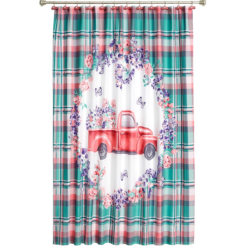 Spring Truck Shower Curtain, Hand Towels, Valance