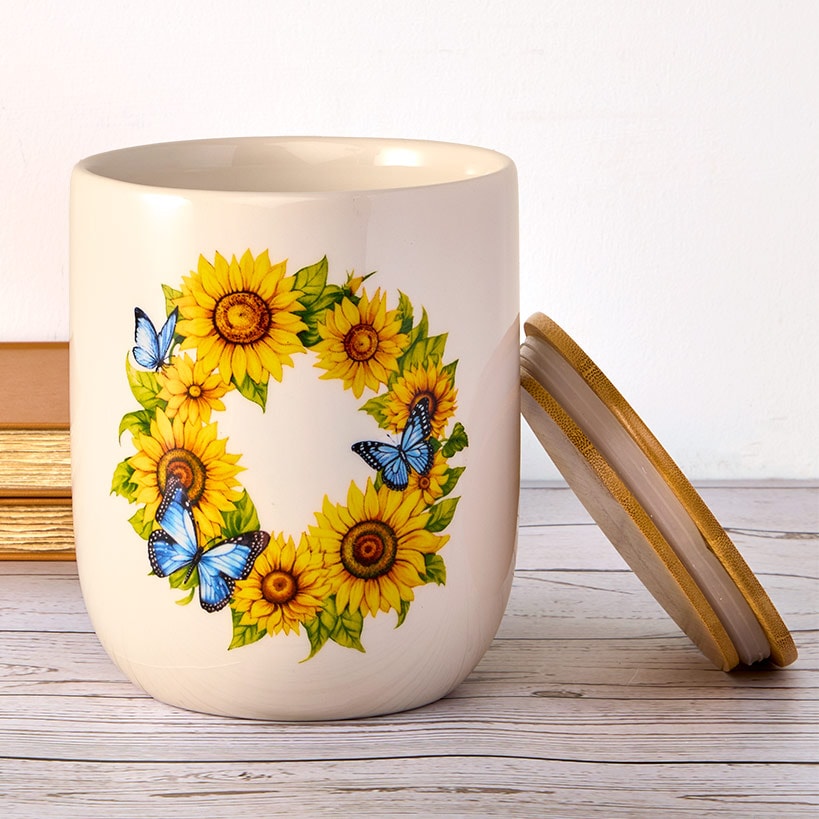 Blooming Springtime Food Storage Canister#select-design_sunflower-and-butterfly