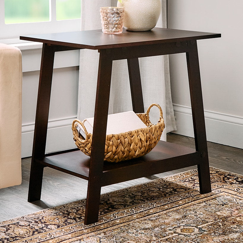 Wood Rectangular 2-Tier Accent Side Table - Walnut or White#select-color_walnut
