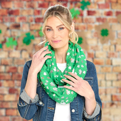 St Patrick's Day Women's Scarf Infinity Green Cream 17.87"W x 13.75"L
