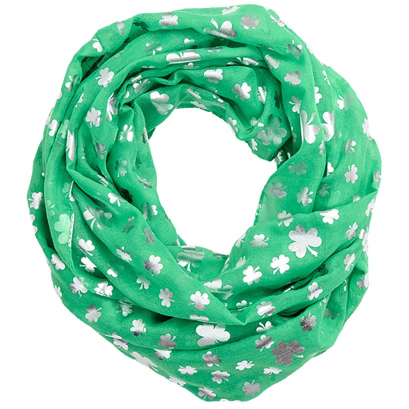 St Patrick's Day Women's Scarf Infinity Green Cream 17.87"W x 13.75"L