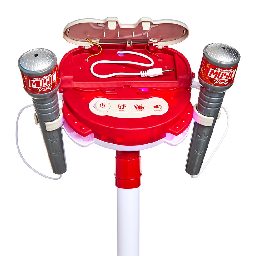 Interactive Stage Microphone for 2 - Adjustable Stand and Flashing Lights#title_