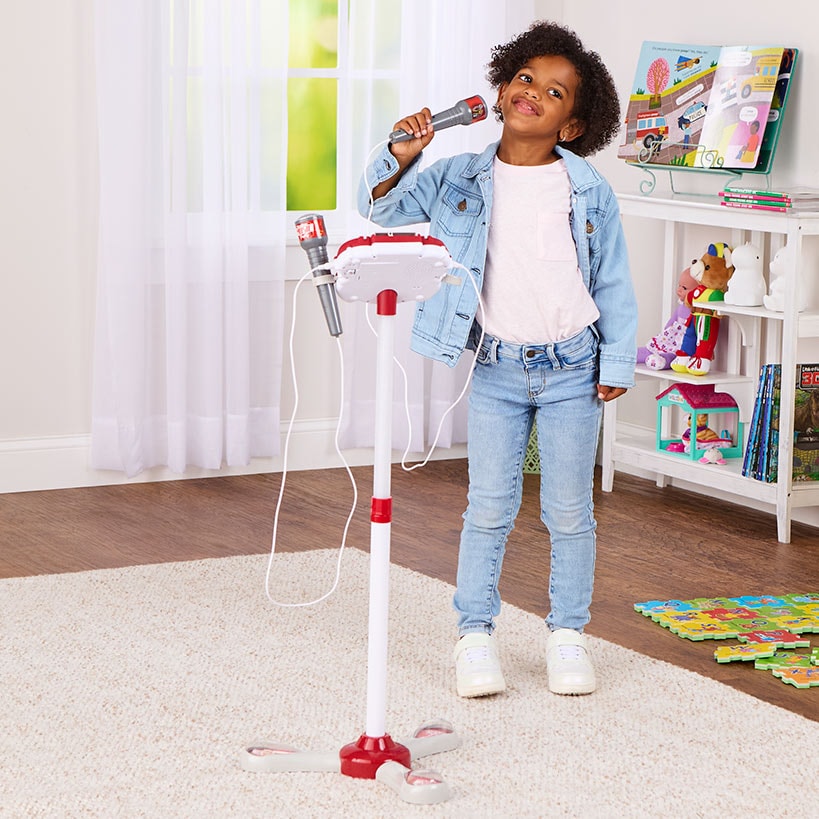 Interactive Stage Microphone for 2 - Adjustable Stand and Flashing Lights
