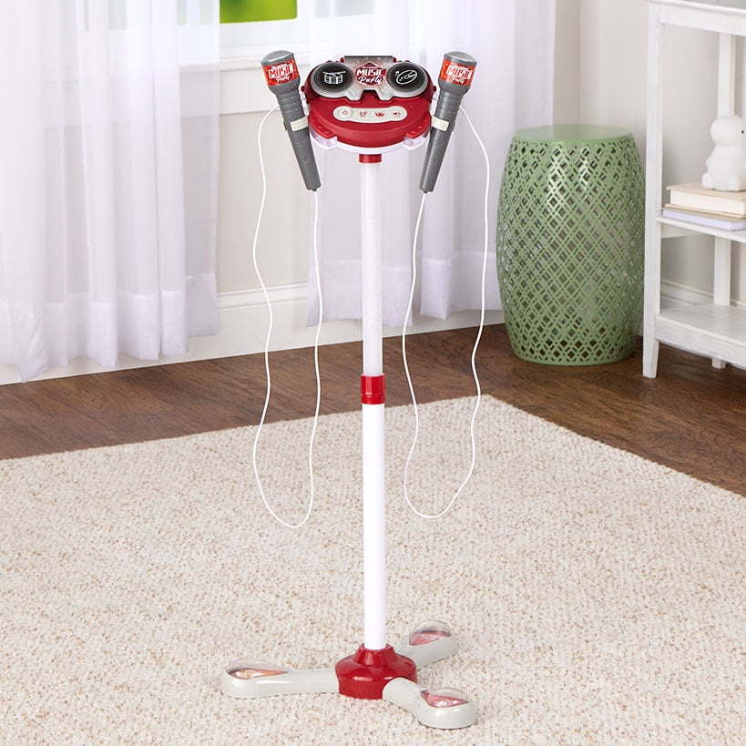 Interactive Stage Microphone for 2 - Adjustable Stand and Flashing Lights