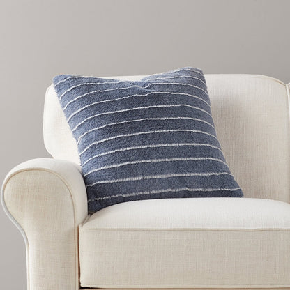 Striped Faux Fur Accent Pillow