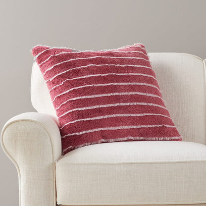 Striped Faux Fur Accent Pillow