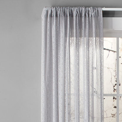 Striped Medallion Navy Lace Valance or Panel