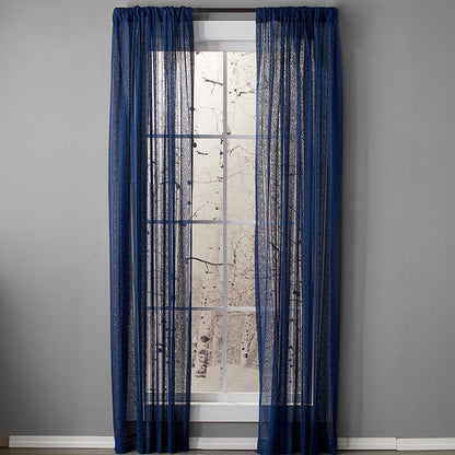 Striped Medallion Navy Lace Valance or Panel