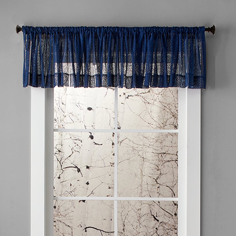Striped Medallion Navy Lace Valance or Panel