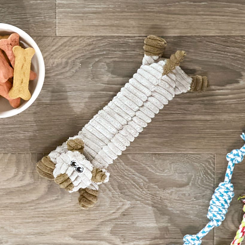 Stuffing-Free Soft Plush Corduroy Dog Chew Toy Pig Cow Or Dog Shaped#select-animal_pig
