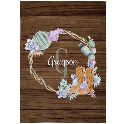 Personalized Watercolor Succulent Garden Flag
