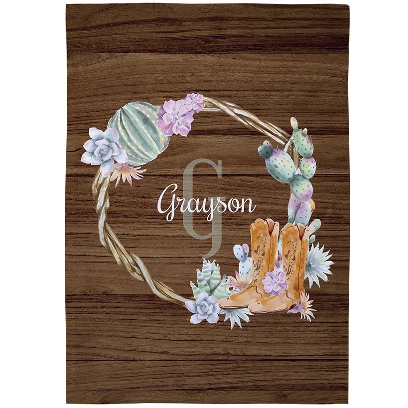 Personalized Watercolor Succulent Garden Flag