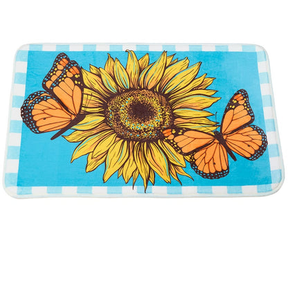 Sunflower and Butterfly Shower Curtain or Memory Foam Bath Rug