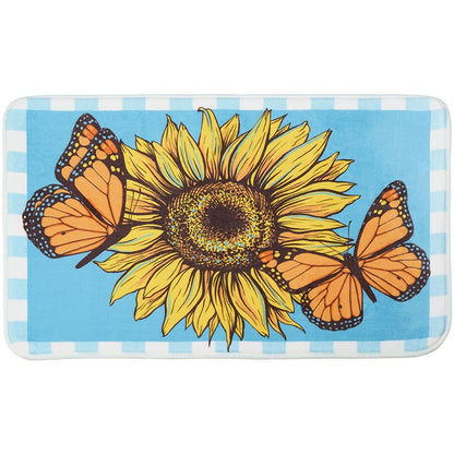 Sunflower and Butterfly Shower Curtain or Memory Foam Bath Rug