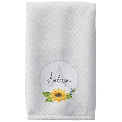 Personalized Sunflower Pattern Towels and Bath Mat