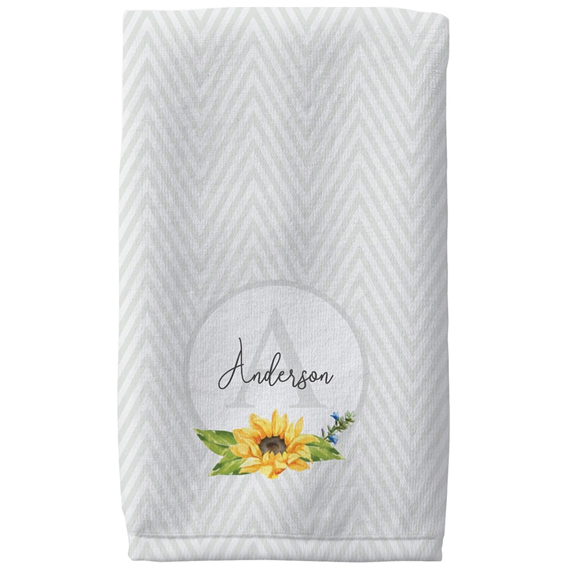 Personalized Sunflower Pattern Towels and Bath Mat