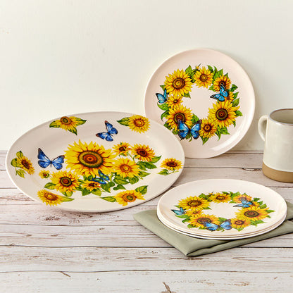 Sunflower and Butterfly 13" Ceramic Serving Platter