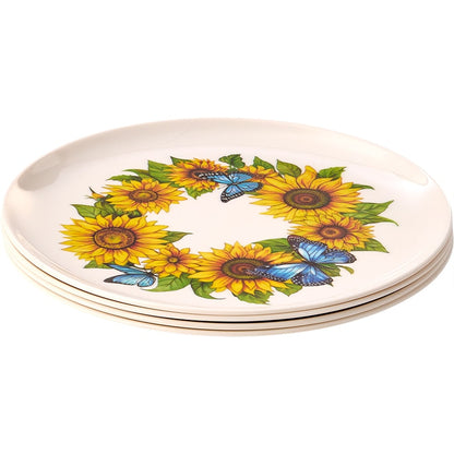 Sunflower and Butterfly 8" Melamine Plates - Set of 4