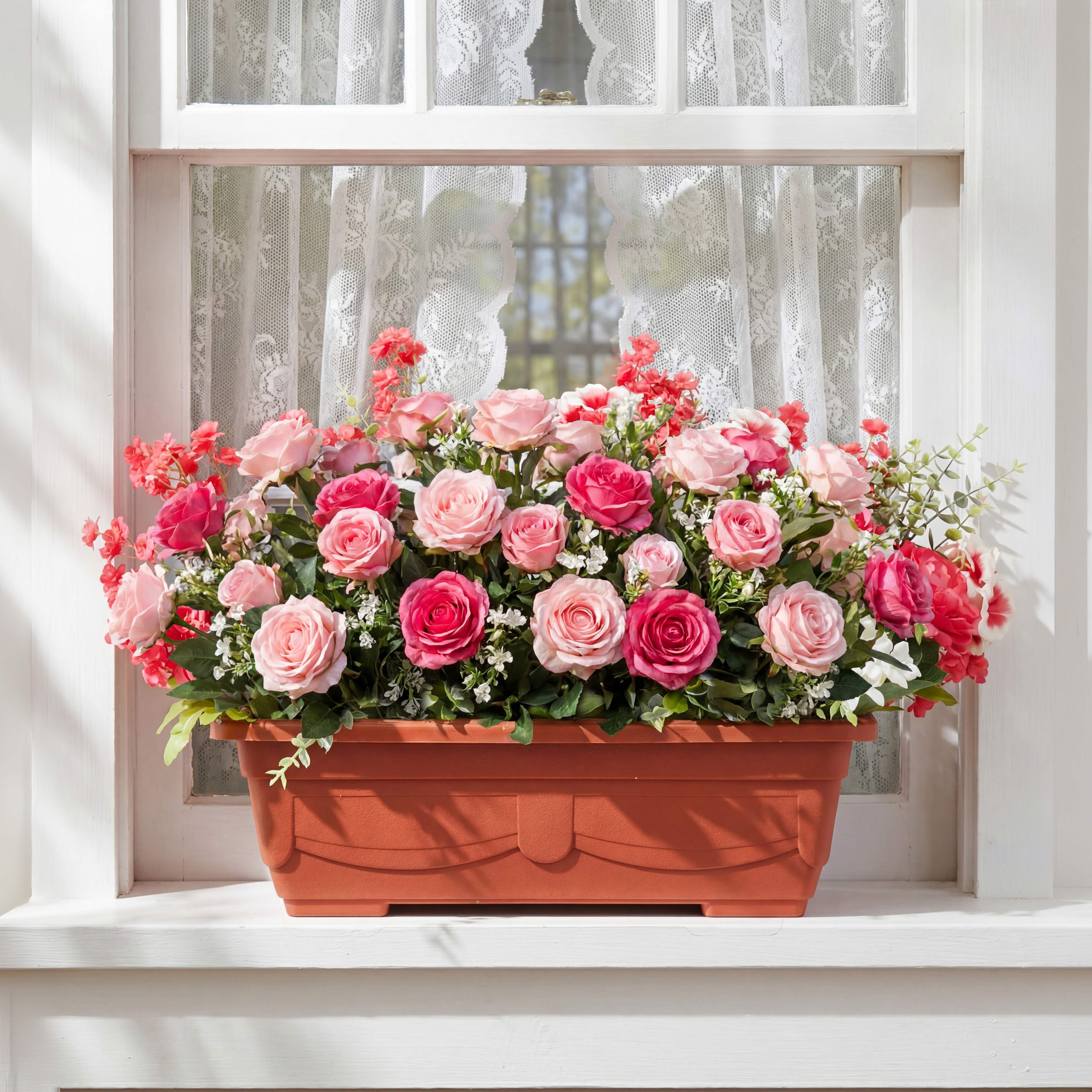Terracotta-Style Gardening Window Box Planter