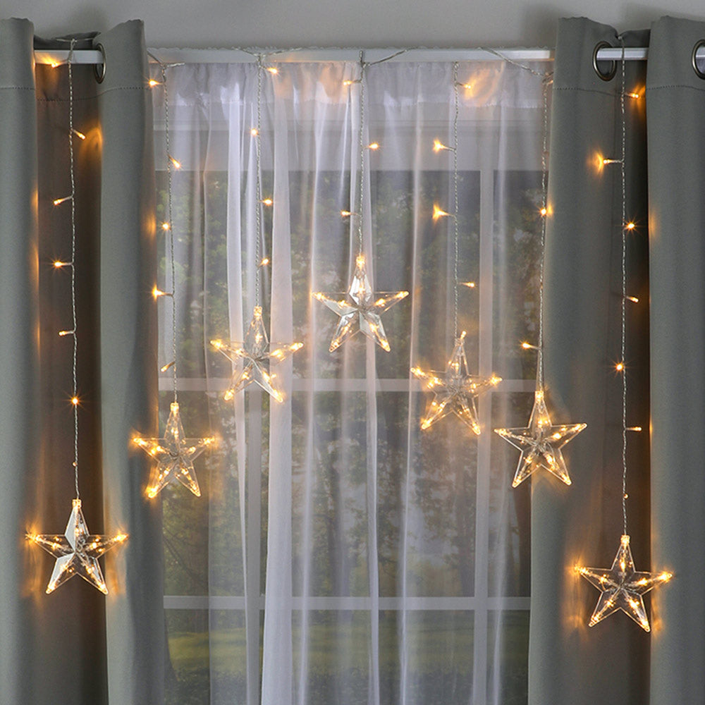 Themed Multi-Use Curtain Lights - Snowflake, Star, or Starburst