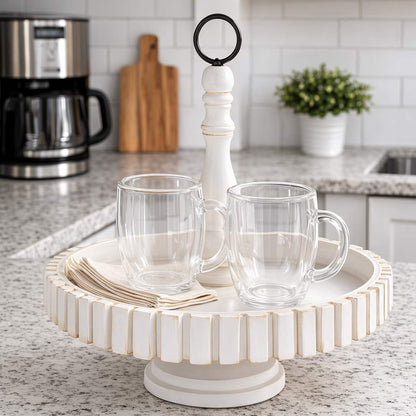 Round Rustic Wood Serving Tray