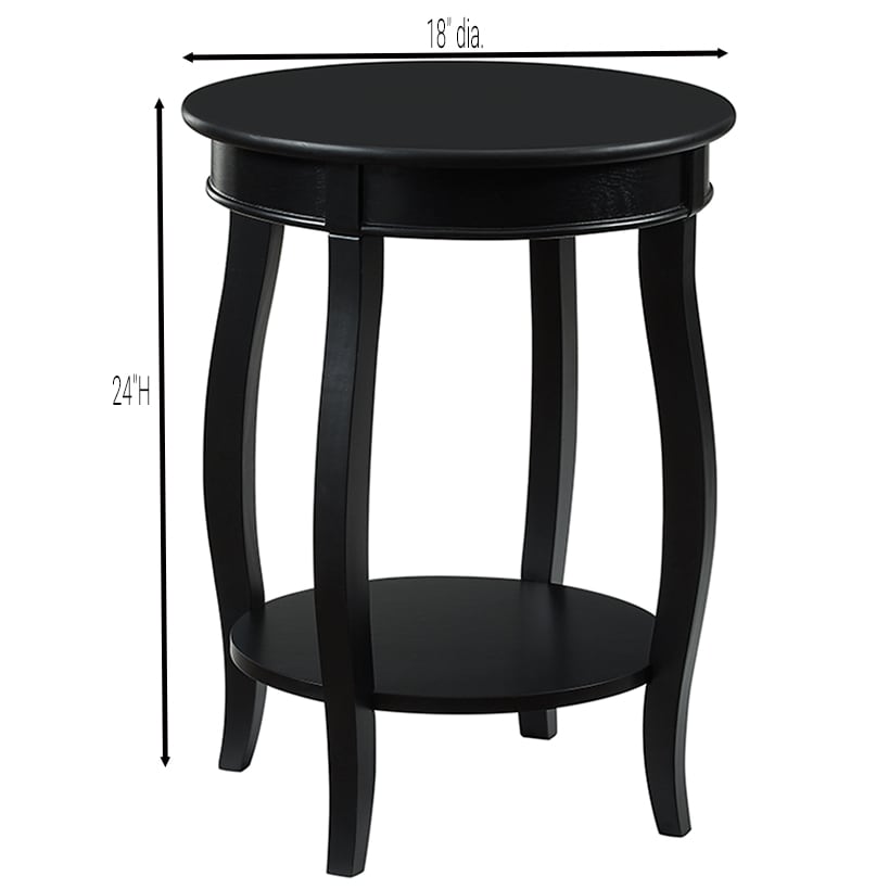 Round Side End Table with Shelf#select-color_black