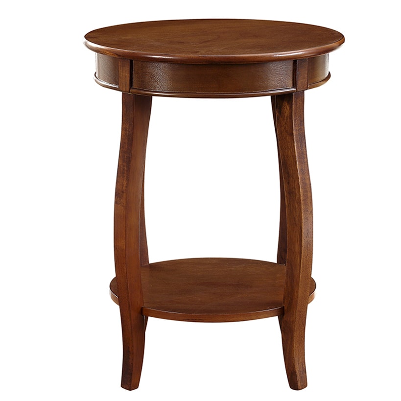 Round Side End Table with Shelf