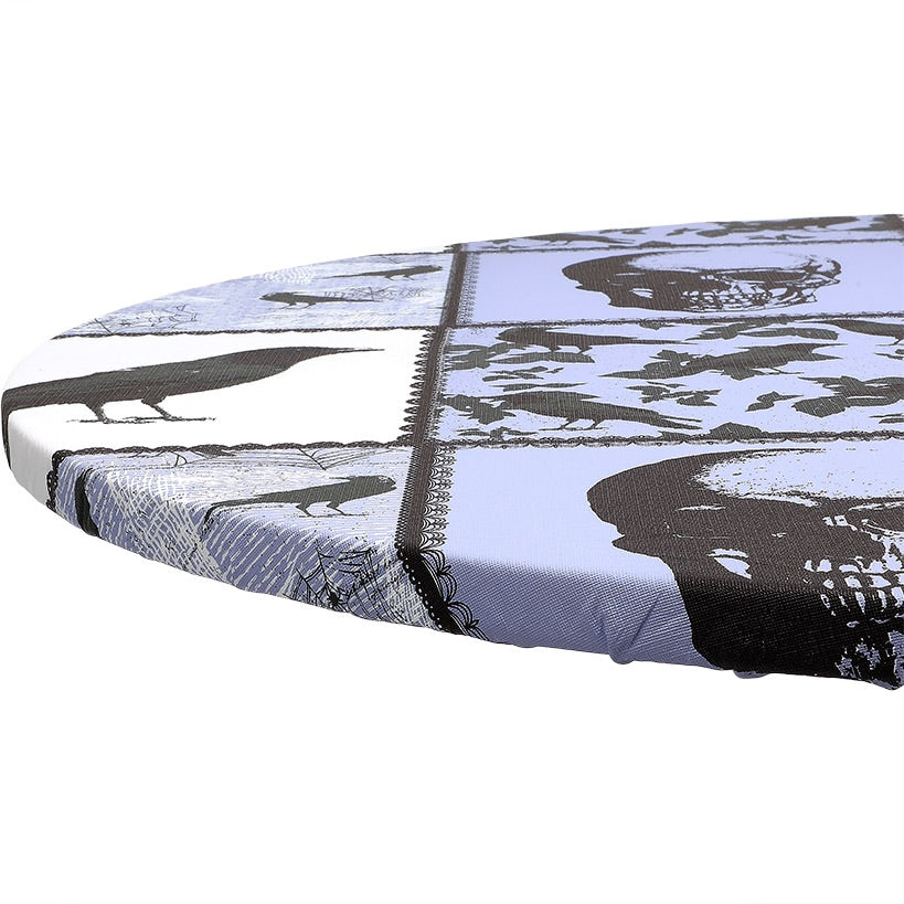 Round Custom Fitted Tablecloth with Flannel Backing Halloween