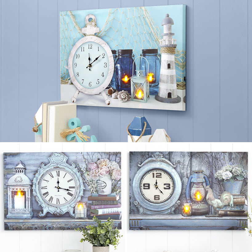 Themed Lighted Clock Wall Art