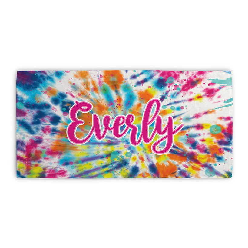 Personalized Name Tie Dye Beach Towels#select-color_pink