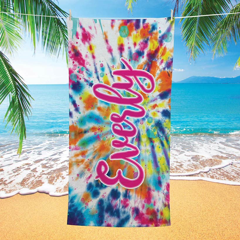 Personalized Name Tie Dye Beach Towels