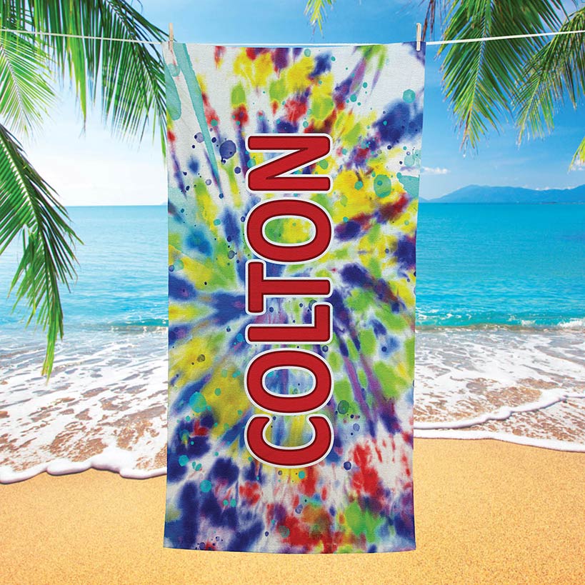 Personalized Name Tie Dye Beach Towels