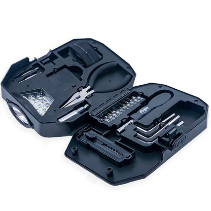 Tool Case With 24 PC. Tool Set And COB LED Work Light And Headlamp