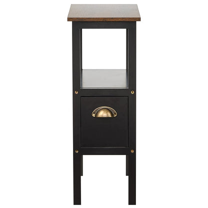 Black Accent Side Table with Dual Drawers - 24"H