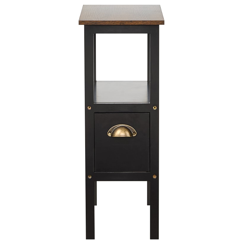 Black Accent Side Table with Dual Drawers - 24"H