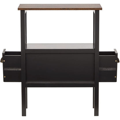 Black Accent Side Table with Dual Drawers - 24"H