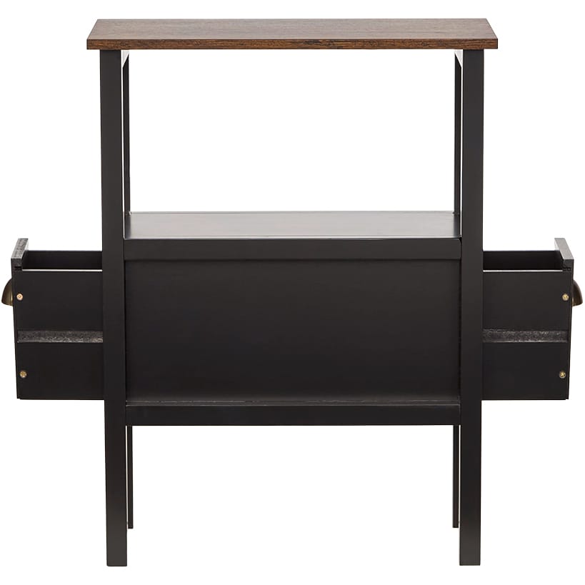 Black Accent Side Table with Dual Drawers - 24"H