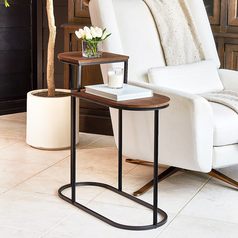 Oval 2-Tier Living Room End or Side Table - 28"H#select-item_natural