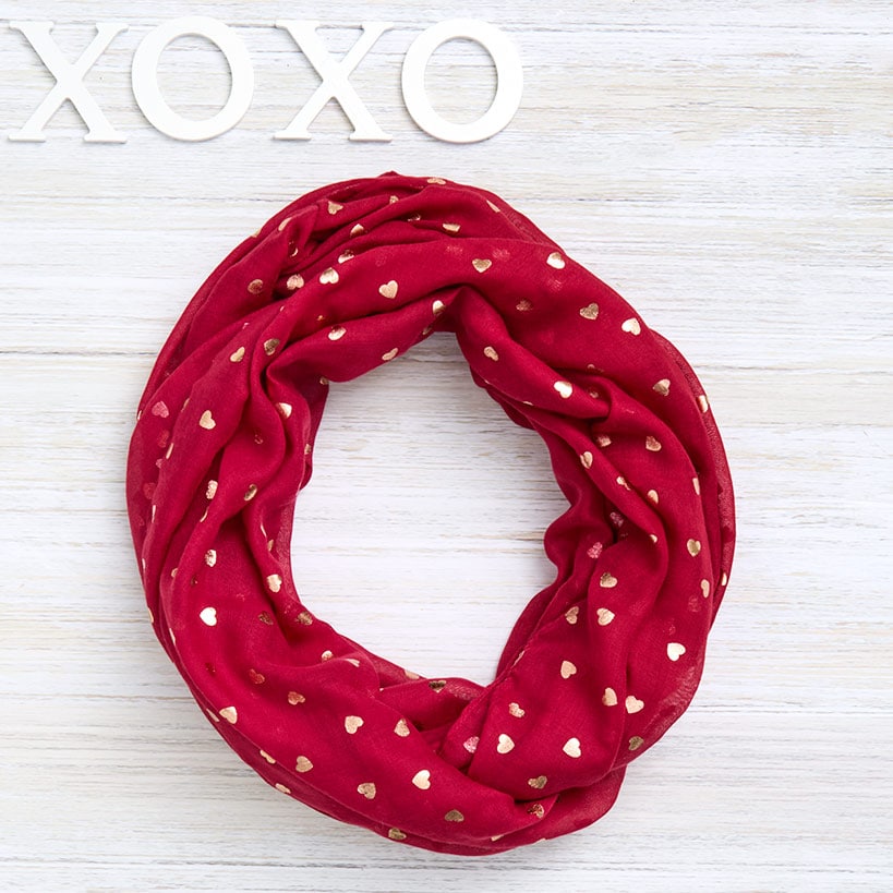 Valentine's Day Scarf Infinity Red 26"W x 35"L