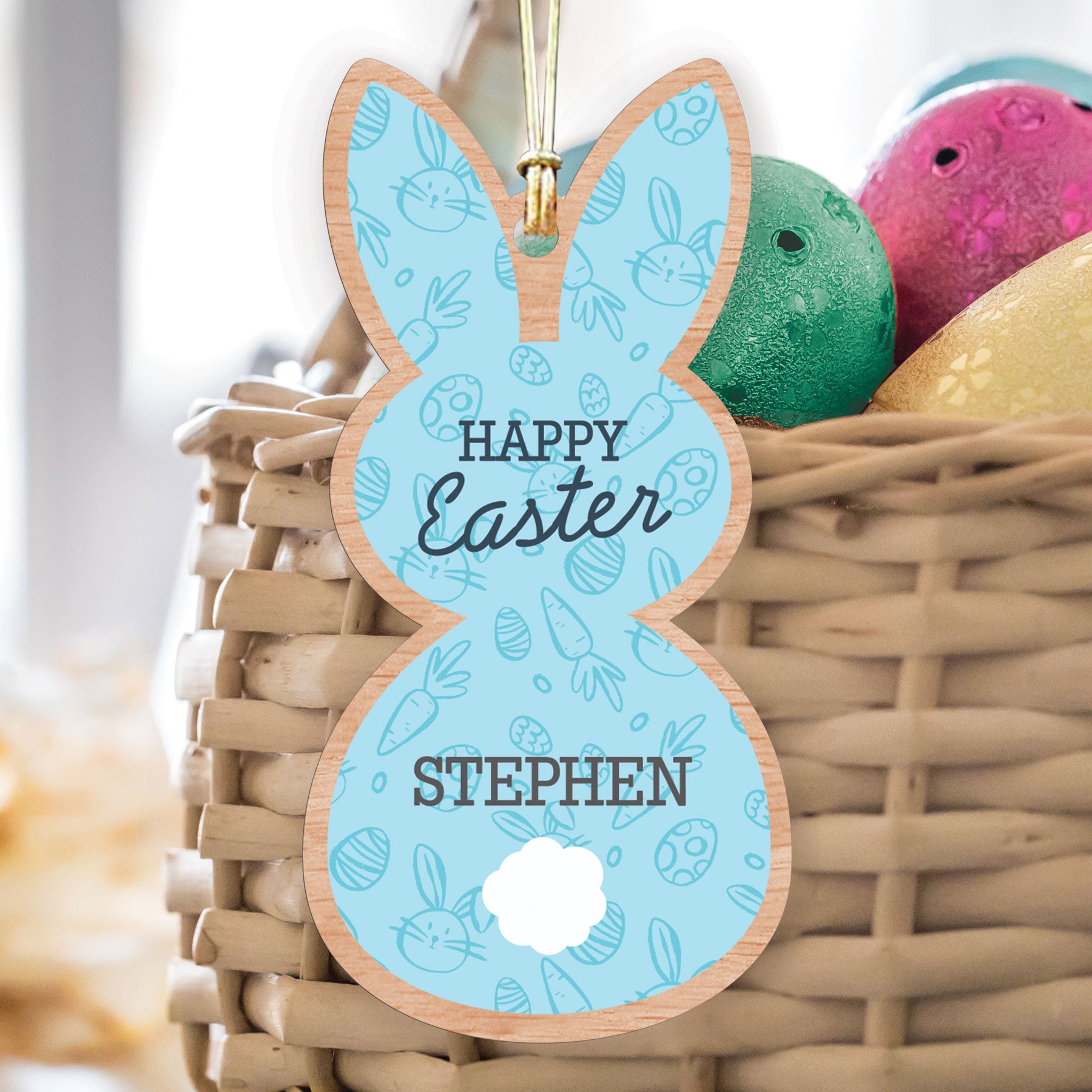 Personalized Happy Easter Bunny Basket Tag